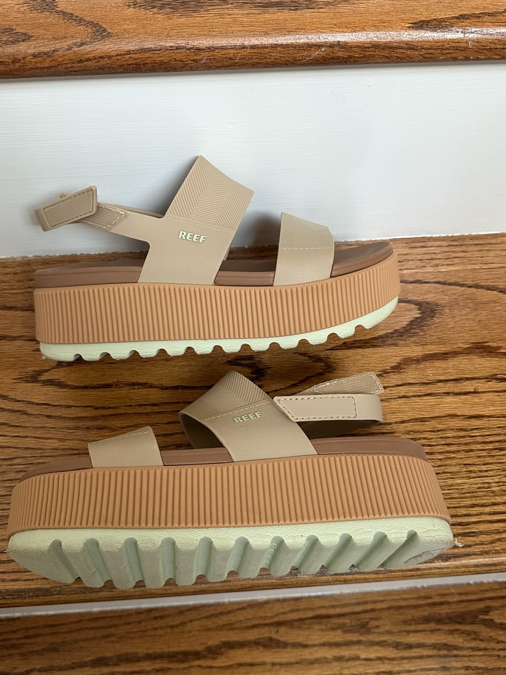 Reef Women's Water Higher Vista Platform Sandals in Beige and Tan - Picture 6 of 12